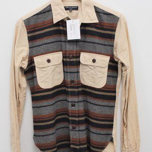 Comme Des Garçons Homme Wool Plaid Cropped Shirt Size XS Men Cream/Brown/Gray